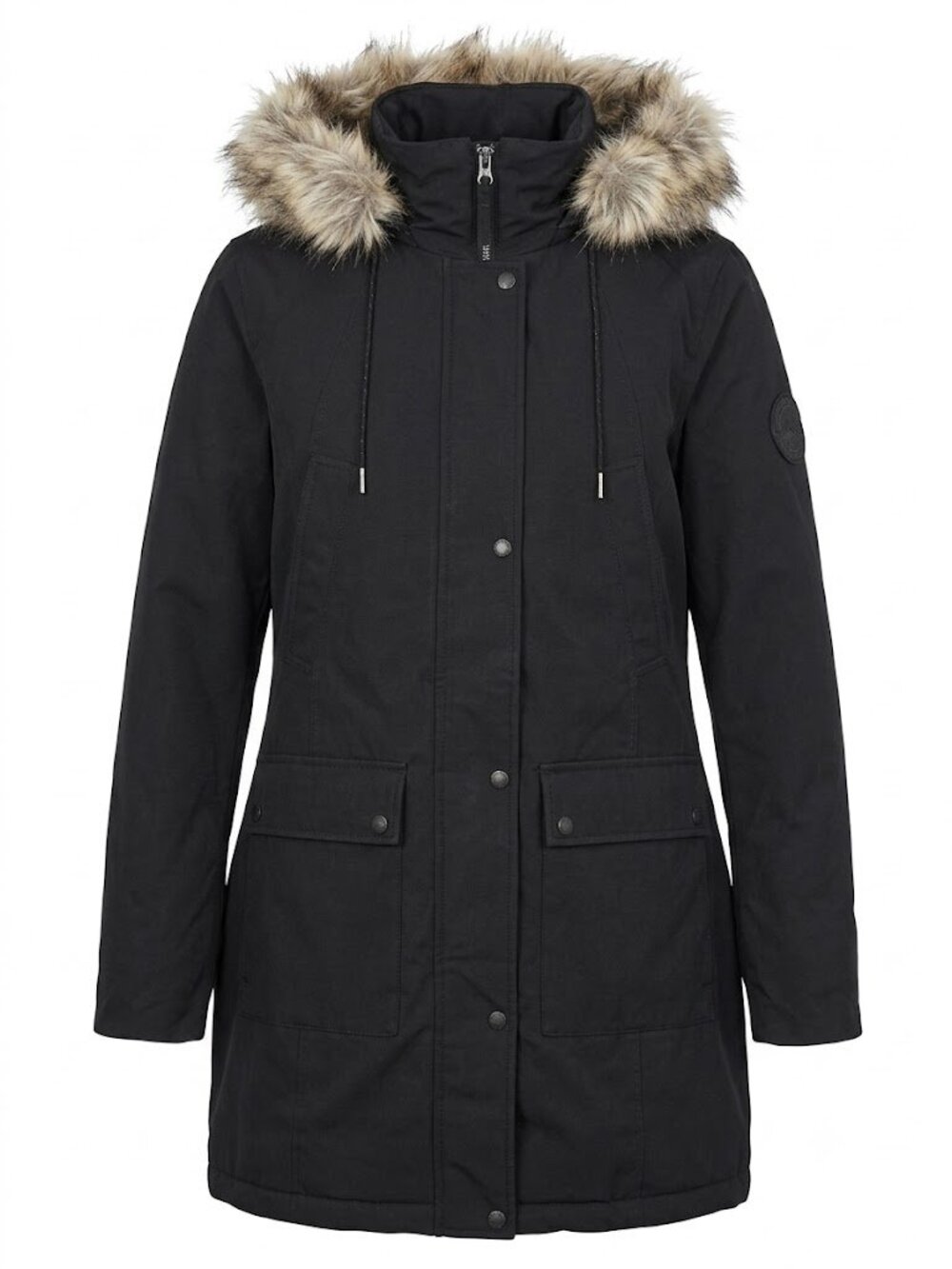Calvin Klein Performance Down Faux Fur Hooded Parka Jacket Black Size Medium
